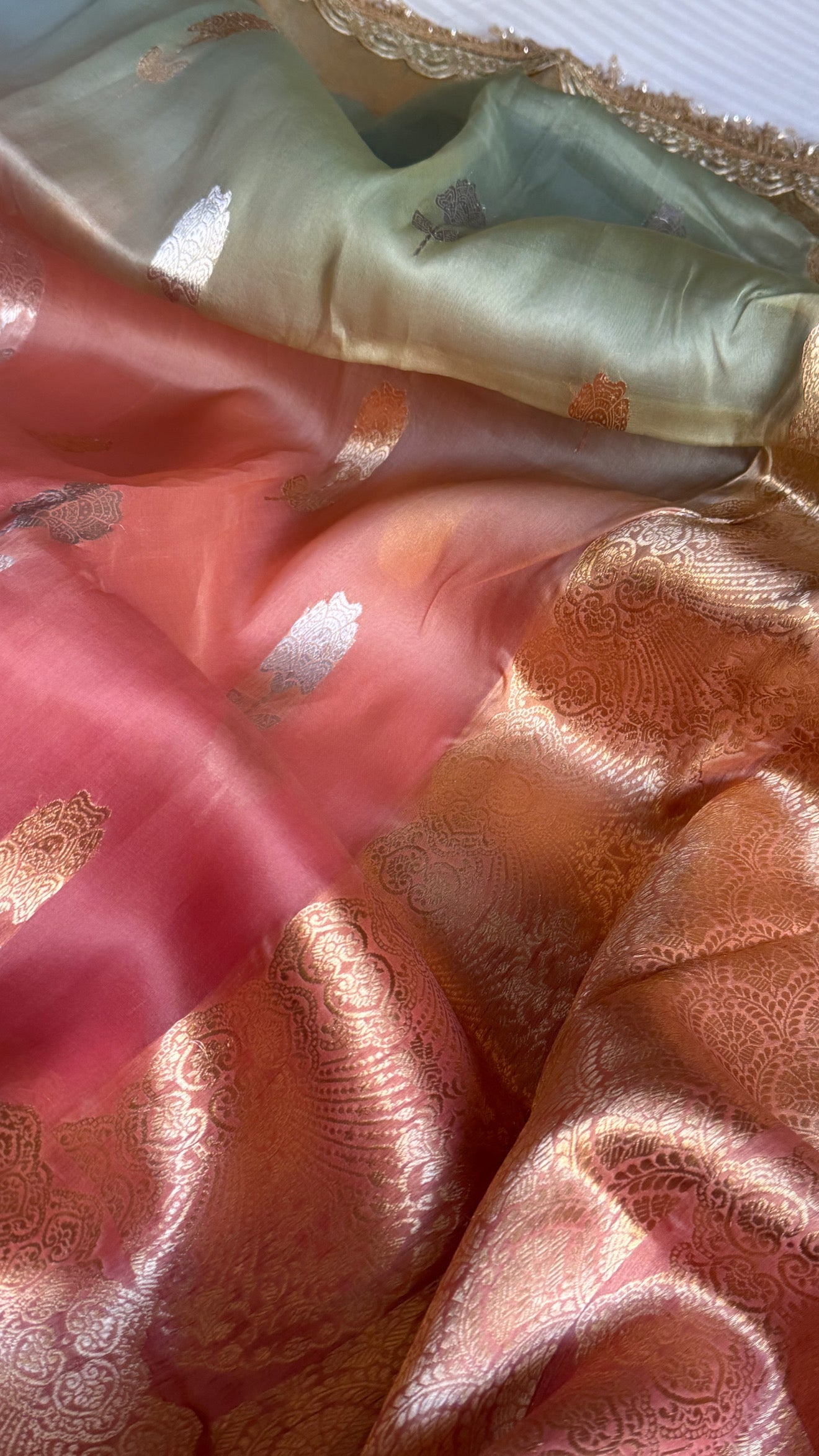 4D rang birangi shaded multicoloured Kora silk kadhwa banarasi sarees